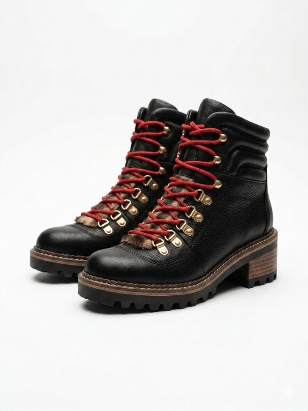 VINTAGE 23 Brenley Classic Black Lace-Up Hiking Moto Boots Shoes 6.5